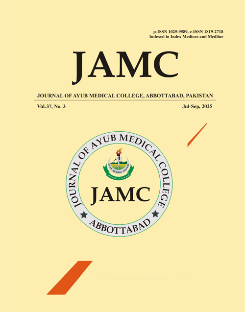 					View Vol. 37 No. 3 (2026): JOURNAL OF AYUB MEDICAL COLLEGE ABBOTTABAD
				
